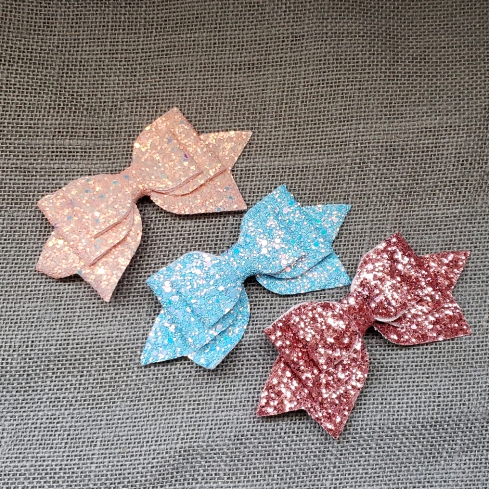 🧡Pink&Blue Glitter Bows